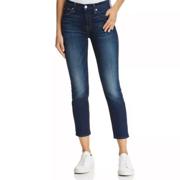 7SEVEN FOR ALL MANKIND KIMMIE CROP MID RISE SOFT STRETCH TAPERED LEG SLIM FIT - Picture 1 of 15